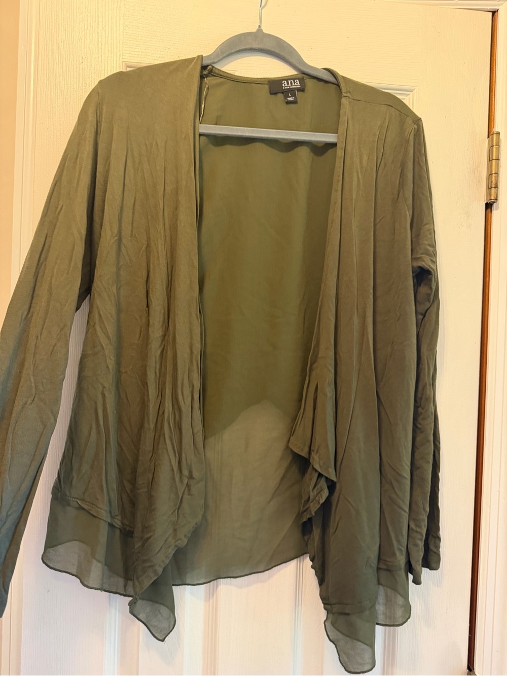 a.n.a Olive Lightweight Open-Front Draped Cardigan